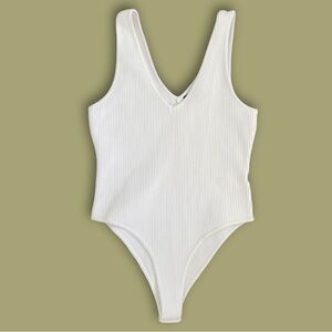 White Ribbed Bodysuit